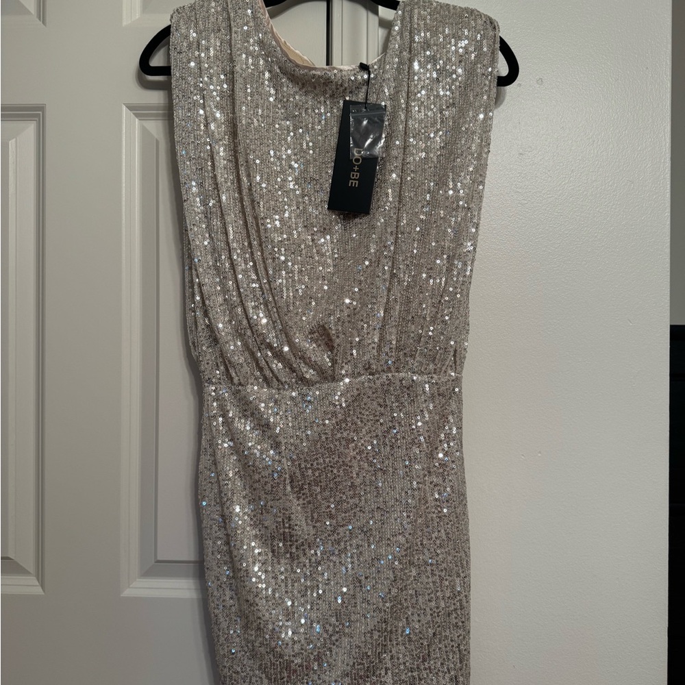 Glittering Silver Sequin Dress by do + be